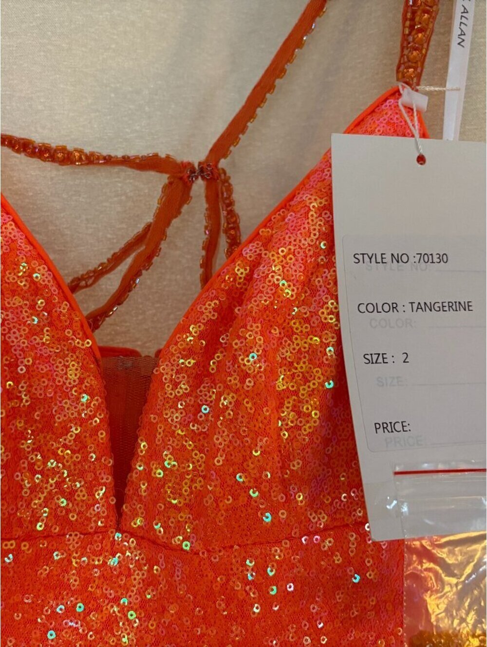 Rachel Allan Sequenced Prom Dress 70130 Tangerine Size 2 - Picture 4 of 4